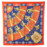 エルメス カレ90 Cliquetis カチカチ 剣柄 スカーフ レッド マルチカラー シルク レディース HERMES 【中古】